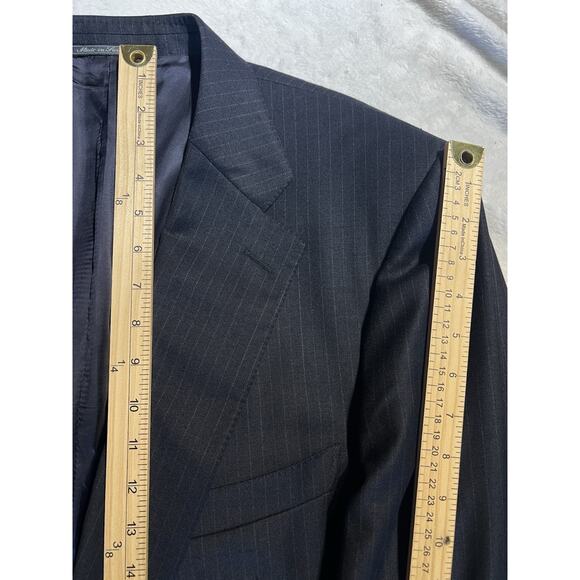 Ermenegildo Zegna Trofeo Mens 50L 38x30 Blue Tan Stripe Flannel Suit - Picture 12 of 16